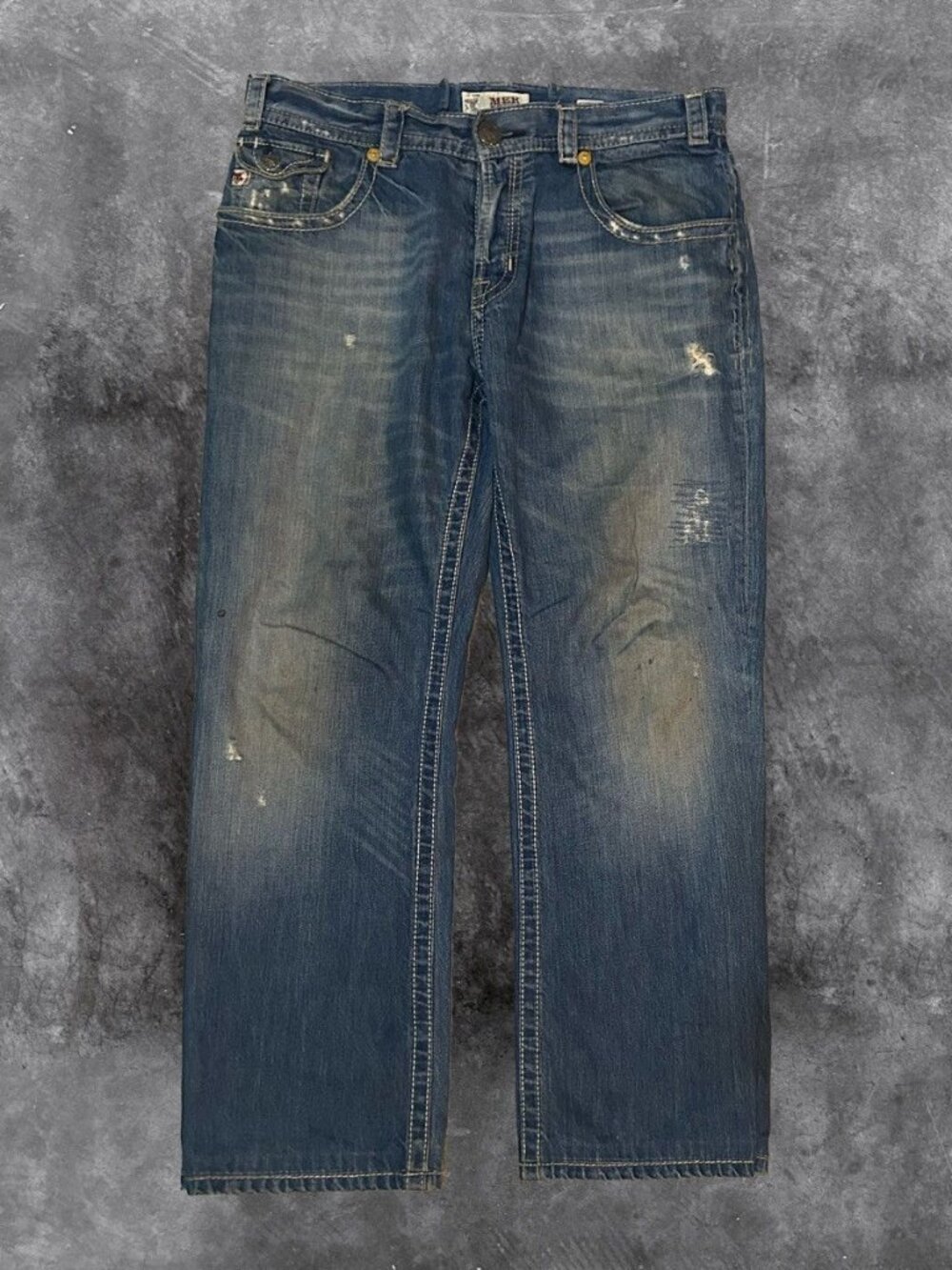 Mek Bootcut Distressed Denim